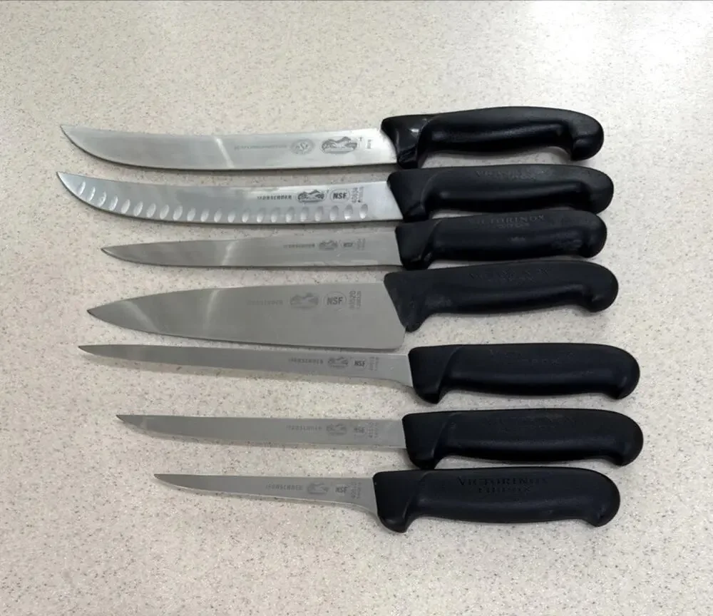 7 Victorinox Forschner Knives Knife Set 9” to 16” long SWISS Made vtg